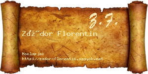 Zádor Florentin névjegykártya